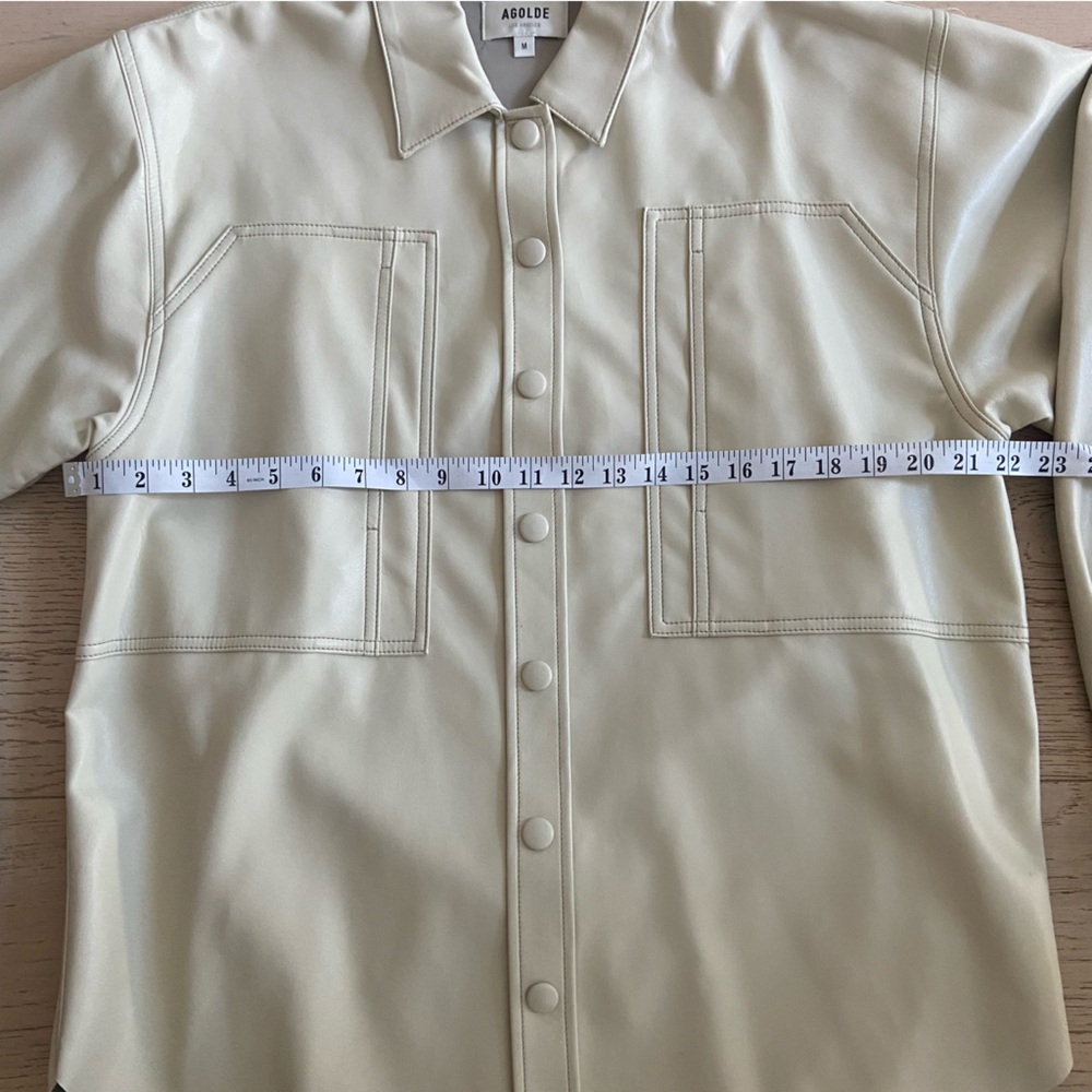 AGOLDE Vegan Leather Shacket Medium Cream Oversized Shirt Jacket EUC - Picture 7 of 10